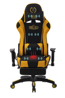 Gaming Stoel Lorenzo XFM Geel Stof met Voetsteun en Massagefunctie