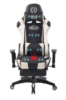Gaming Stoel Lorenzo XFM Wit met Voetsteun en Massagefunctie