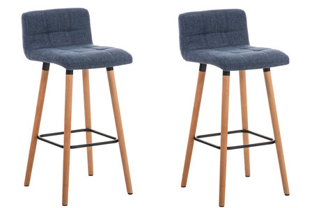 Set van 2 barkrukken Lonciln Stof natura,Blauw