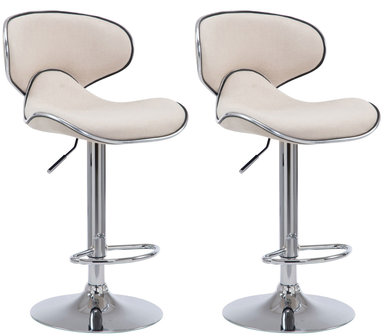 Set van 2 barkrukken Lis Vigis V2-stof Creme,Chroom