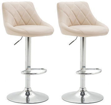 Set van 2 barkrukken Lozia, kunstleer Creme