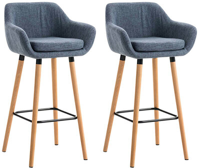 Set van 2 Barkrukken Grint stof Blauw