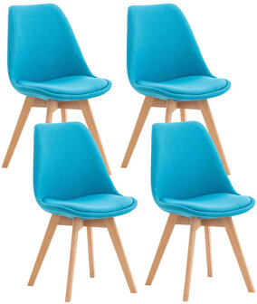 Set van 4 eetkamerstoelen Lenaris t&uuml;rkis,Stoff, 