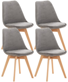 Set van 4 eetkamerstoelen Lenaris Grijs,Samt