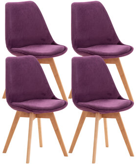 Set van 4 eetkamerstoelen Lenaris Paars,Samt