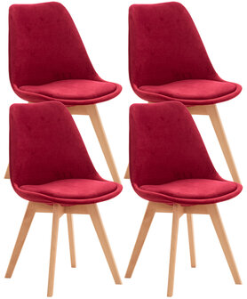 Set van 4 eetkamerstoelen Lenaris Rood,Samt