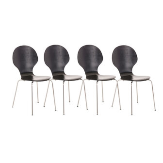 Set van 4 stapelstoelen Doegi Zwart