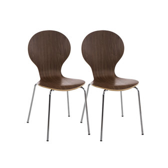 Set van 2 stapelstoelen Doegi walnuss, 