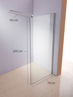 Douchecabine rond klarglas,70x200x150 cm, 