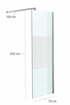 Luxe design douchewand NANO van echt glas (vierkant) halbmilchglas,70x200x150 cm, 