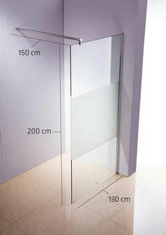 Douchecabine rond halbmilchglas,130x200x150 cm, 