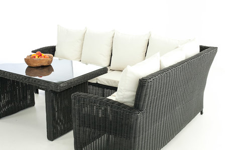 Lounge Dining Set Menire 5mm Zwart,CremeWit