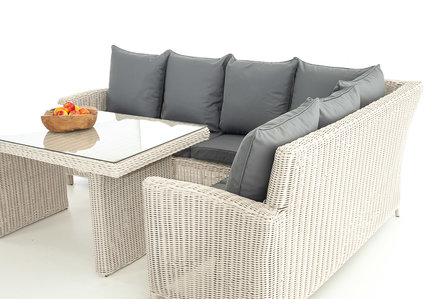 Lounge Dining Set Menire 5mm perlWit,eisenGrijs