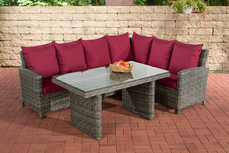 Lounge Dining Set Menire 5mm Grijs-meliert,rubinRood