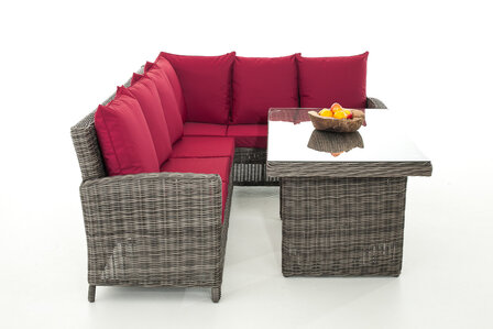 Lounge Dining Set Menire 5mm Grijs-meliert,rubinRood