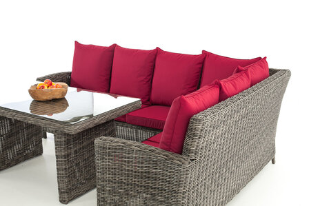 Lounge Dining Set Menire 5mm Grijs-meliert,rubinRood