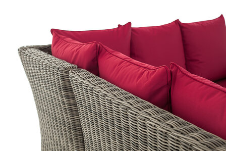 Lounge Dining Set Menire 5mm Grijs-meliert,rubinRood