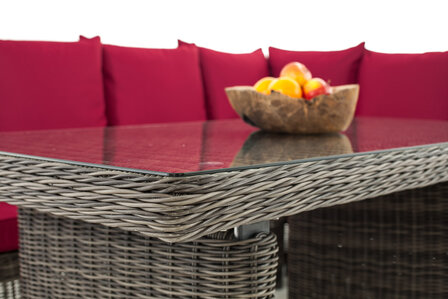 Lounge Dining Set Menire 5mm Grijs-meliert,rubinRood
