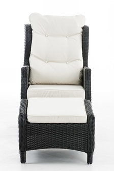 Fauteuil Brone met kruk Zwart,CremeWit