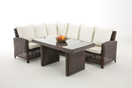 Lounge Dining Set Bormee 5mm Bruin-meliert,CremeWit