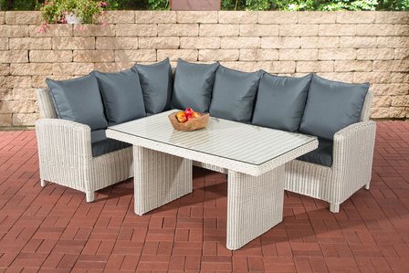 Lounge Dining Set Bormee 5mm perlWit,eisenGrijs