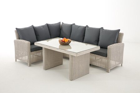 Lounge Dining Set Bormee 5mm perlWit,eisenGrijs