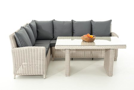 Lounge Dining Set Bormee 5mm perlWit,eisenGrijs