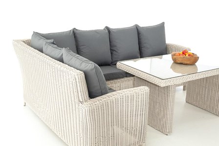 Lounge Dining Set Bormee 5mm perlWit,eisenGrijs