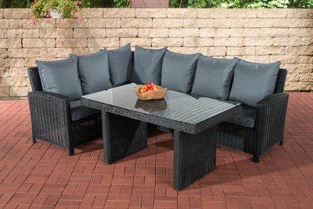 Lounge Dining Set Bormee 5mm Zwart,eisenGrijs