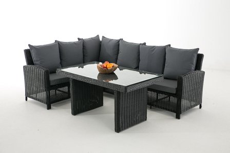 Lounge Dining Set Bormee 5mm Zwart,eisenGrijs