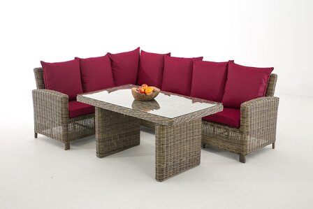 Lounge Dining Set Bormee 5mm natura,rubinRood