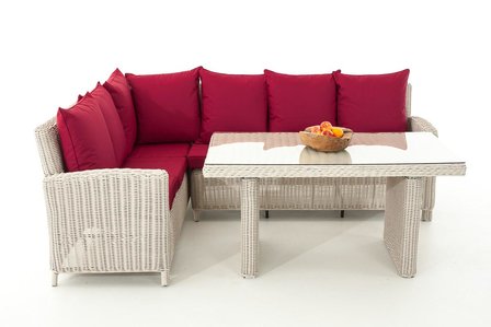 Lounge Dining Set Bormee 5mm perlWit,rubinRood