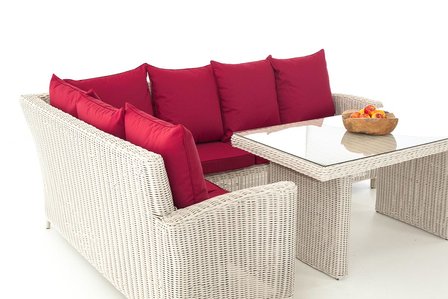 Lounge Dining Set Bormee 5mm perlWit,rubinRood