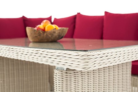Lounge Dining Set Bormee 5mm perlWit,rubinRood