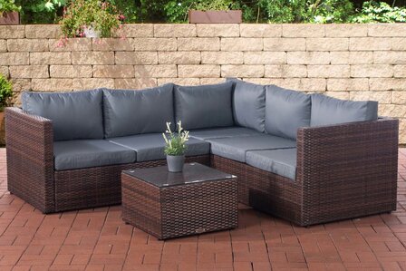 Poly-Roodan loungeset Lebire, 1,25 mm Bruin-meliert,eisenGrijs