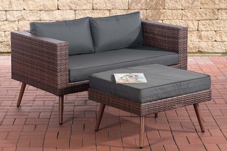 Meldo 2-zitsbank vlak 1,25mm Poly Roodan bruin gemêleerd 40 cm (DunkelBruin),anthrazit