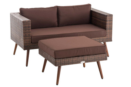 Meldo 2-zitsbank vlak 1,25mm Poly Roodan bruin gemêleerd 40 cm (DunkelBruin),terraBruin