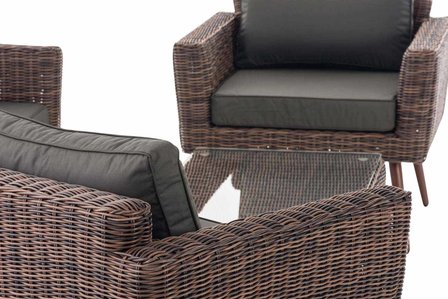 Loungeset Kiruna  5 mm rond polyrattan - bruin gemêleerd anthrazit,40 cm (DunkelBruin)