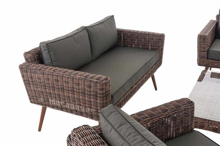 Loungeset Kiruna  5 mm rond polyrattan - bruin gemêleerd anthrazit,40 cm (DunkelBruin)