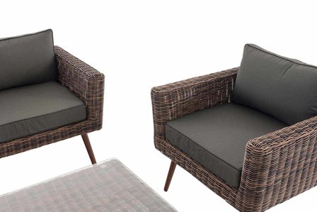Loungeset Kiruna  5 mm rond polyrattan - bruin gemêleerd anthrazit,40 cm (DunkelBruin)