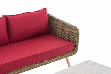 Hoek loungeset Skara,5mm rond Polyrattan - natura rubinRood,40 cm (HellBruin)