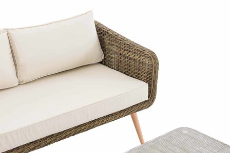 Hoek loungeset Skara,5mm rond Polyrattan - natura CremeWit,45 cm (HellBruin)