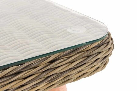 Hoek loungeset Skara,5mm rond Polyrattan - natura CremeWit,45 cm (HellBruin)