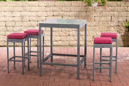 Tuin Barset Wicker Ilei Grijs,rubinRood