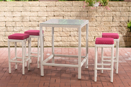 Tuinbar Ilei 5mm perlWit,rubinRood