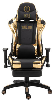 Racing bureaustoel XL Torbu met voetsteun Zwart/glanz gold,Kunstleder (metallic)