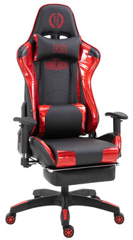 Racing bureaustoel XL Torbu met voetsteun Zwart/Rood,Kunstleder (metallic)