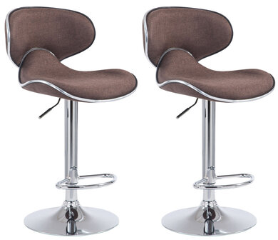 Set van 2 barkrukken Lis Vigis V2-stof Bruin,Chroom