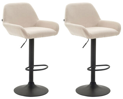 Set van 2 barkrukken Brigi stof Creme,Zwart