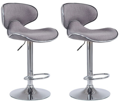 Set van 2 barkrukken Lis Vigis V2-stof Grijs,Chroom